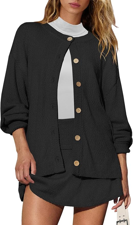 Panadila Womens Sweater Skirt Set 2 Piece Outfits Sweater Skort Set Lounge Cardigan and Knit Skir... | Amazon (US)