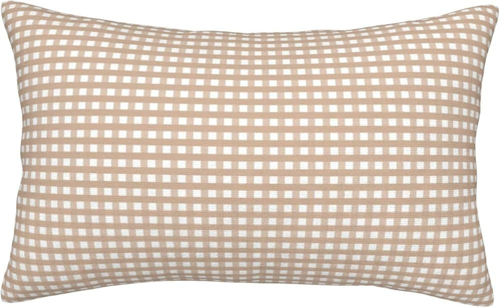 Brown Gingham Pillow Covers 14"X20" Set of 2,Modern Sofa Throw Pillow Cover,Cozy Soft Decorative ... | Amazon (US)