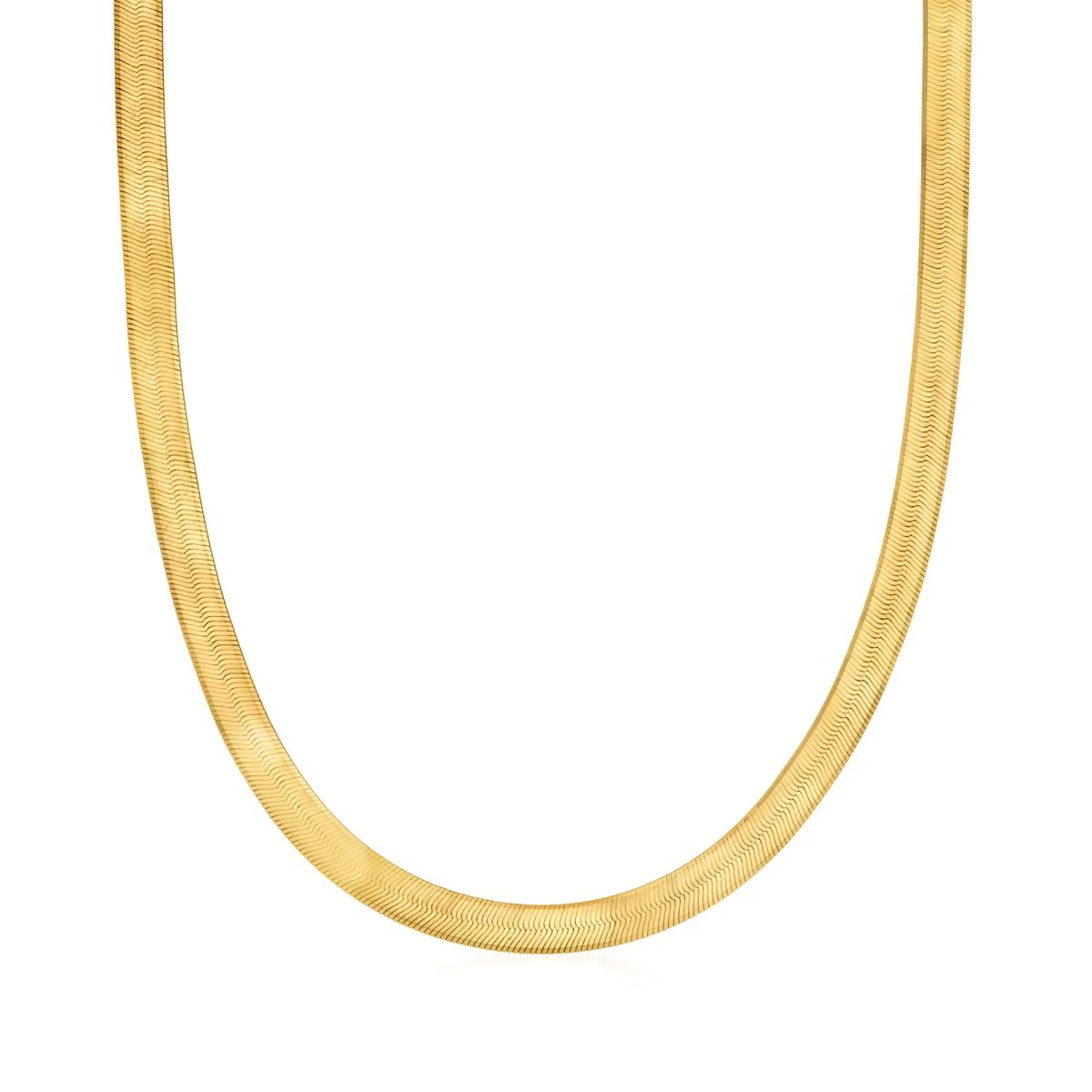 6mm 14kt Yellow Gold Herringbone Necklace. 16" | Ross-Simons