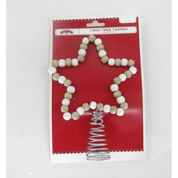 Holiday Time Wooden Bead Star Christmas Tree Topper, 7" - Walmart.com | Walmart (US)