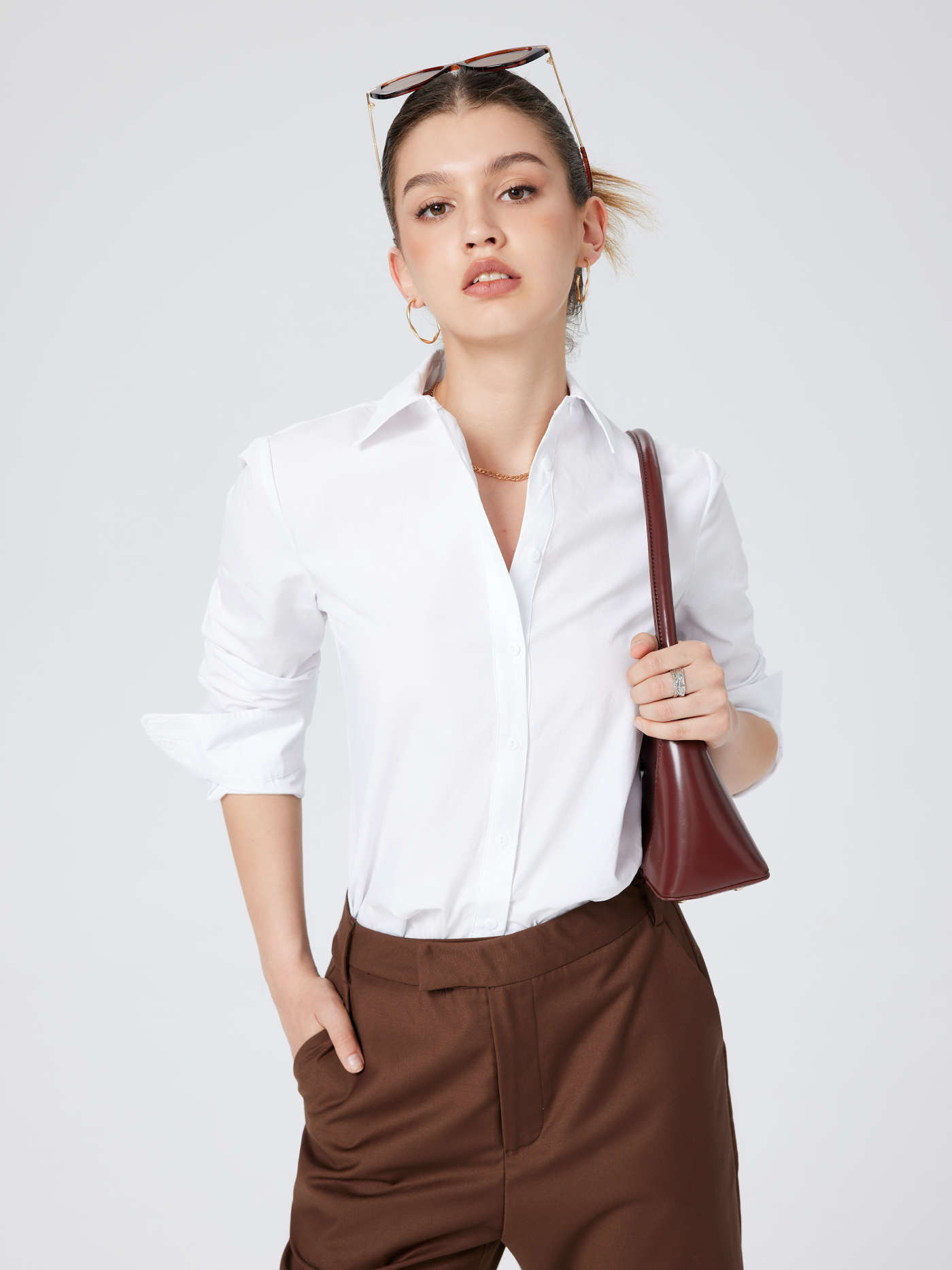 Collar Button Up Long Sleeve Shirt | Cider