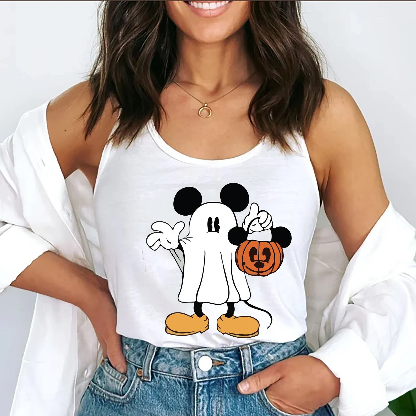 Mickey Ghost Halloween Tank Mickey Spooky Tank Disney - Etsy | Etsy (US)