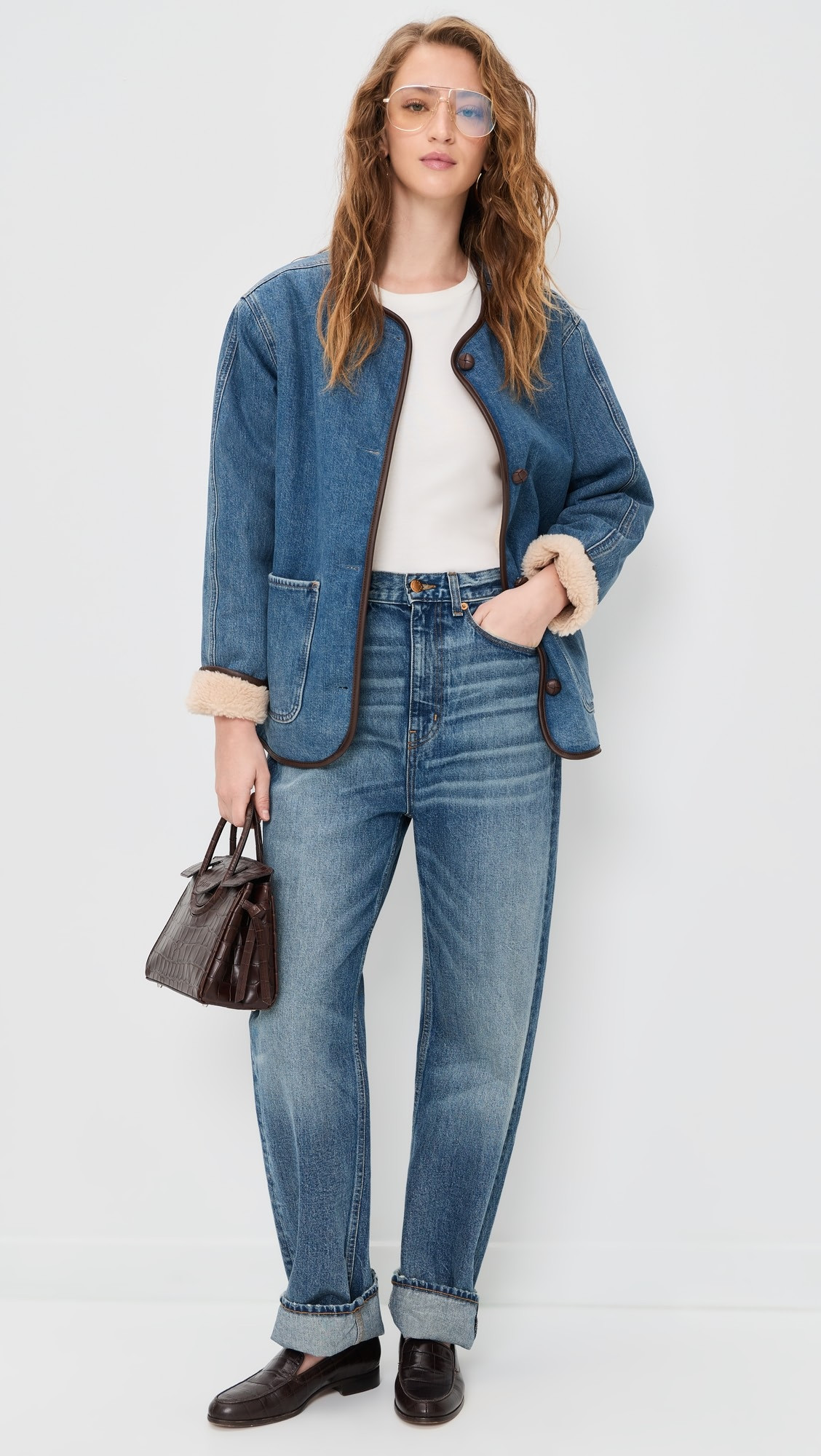 Denim & Sherpa Jacket in Petersburg Wash | Shopbop