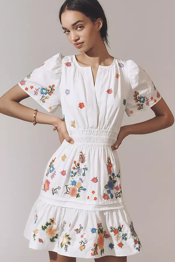 The Somerset Embroidered Mini Dress | Anthropologie (US)