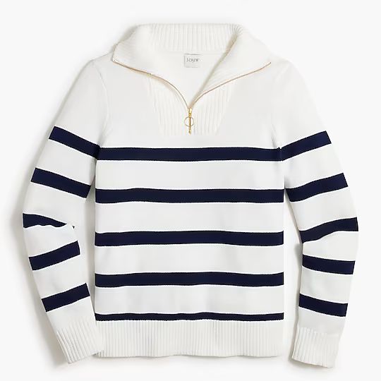 Striped wide-collar zip sweaterItem BF228 
 
 
 
 
 There are no reviews for this product.Be the ... | J.Crew Factory