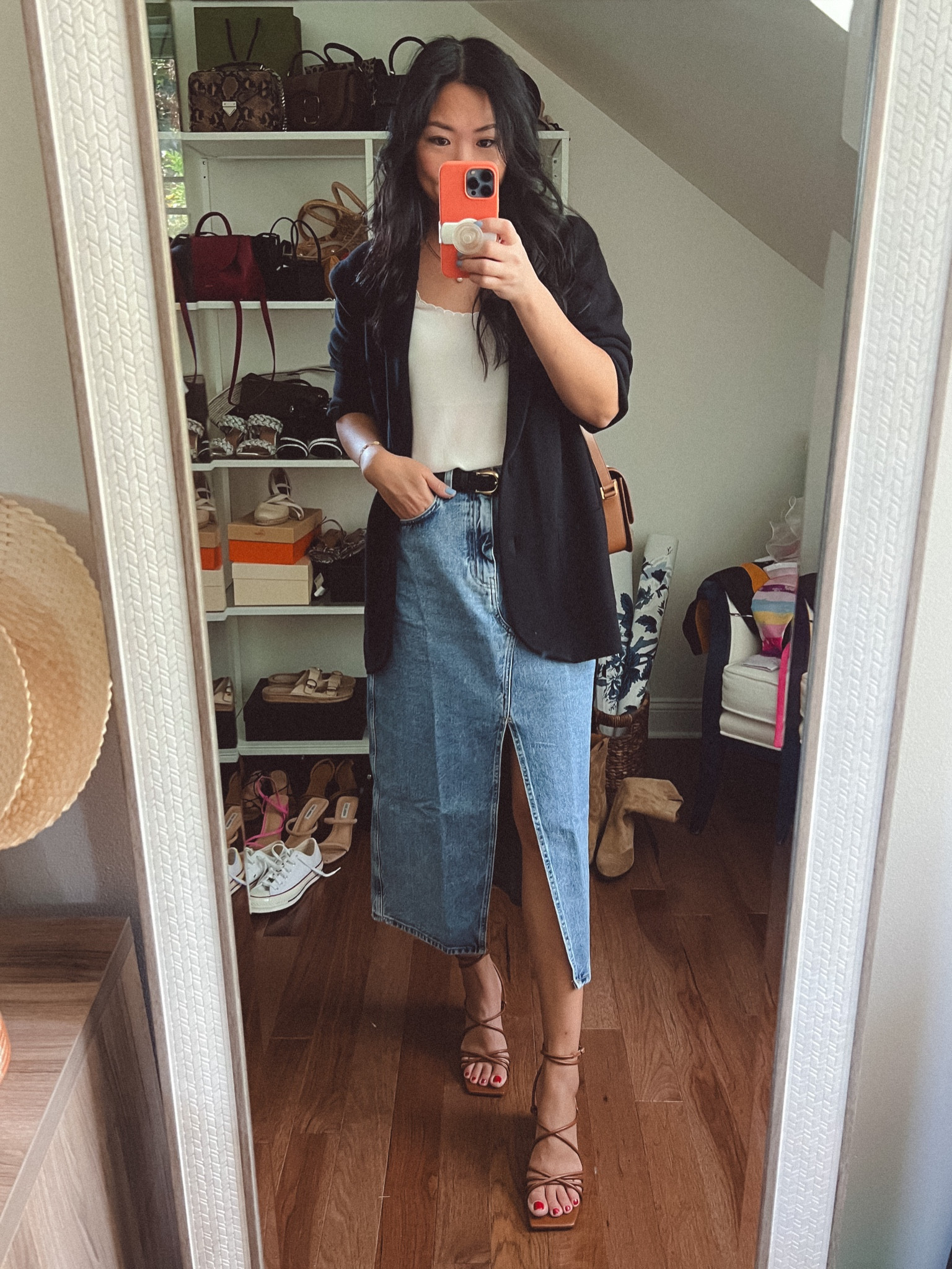 Staying in air conditioning today creating fall looks that I can’t wear yet 😂  I’m loving the midi denim skirts with the slits in the front, can’t wait to create more looks with it. 

#LTKstyletip #LTKfindsunder50 #LTKfindsunder100