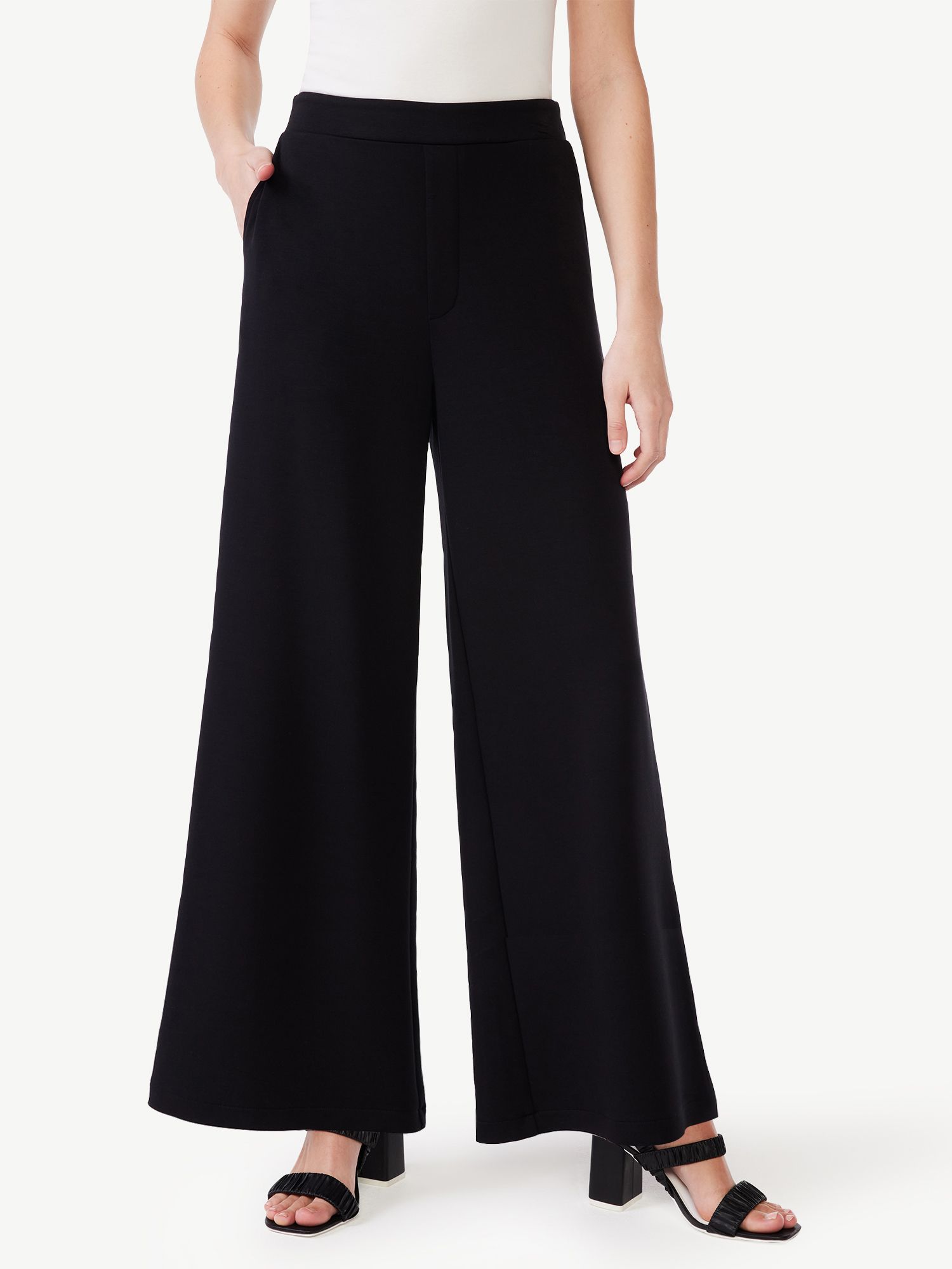 Scoop Women's Scuba Knit Wide Leg Pants, Sizes XS-XXL | Walmart (US)