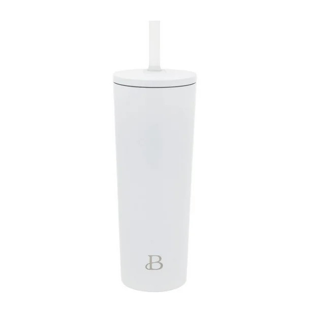 Beautiful 24oz No Drippy Sippy Stainless Steel Tumbler With Straw, White | Walmart (US)