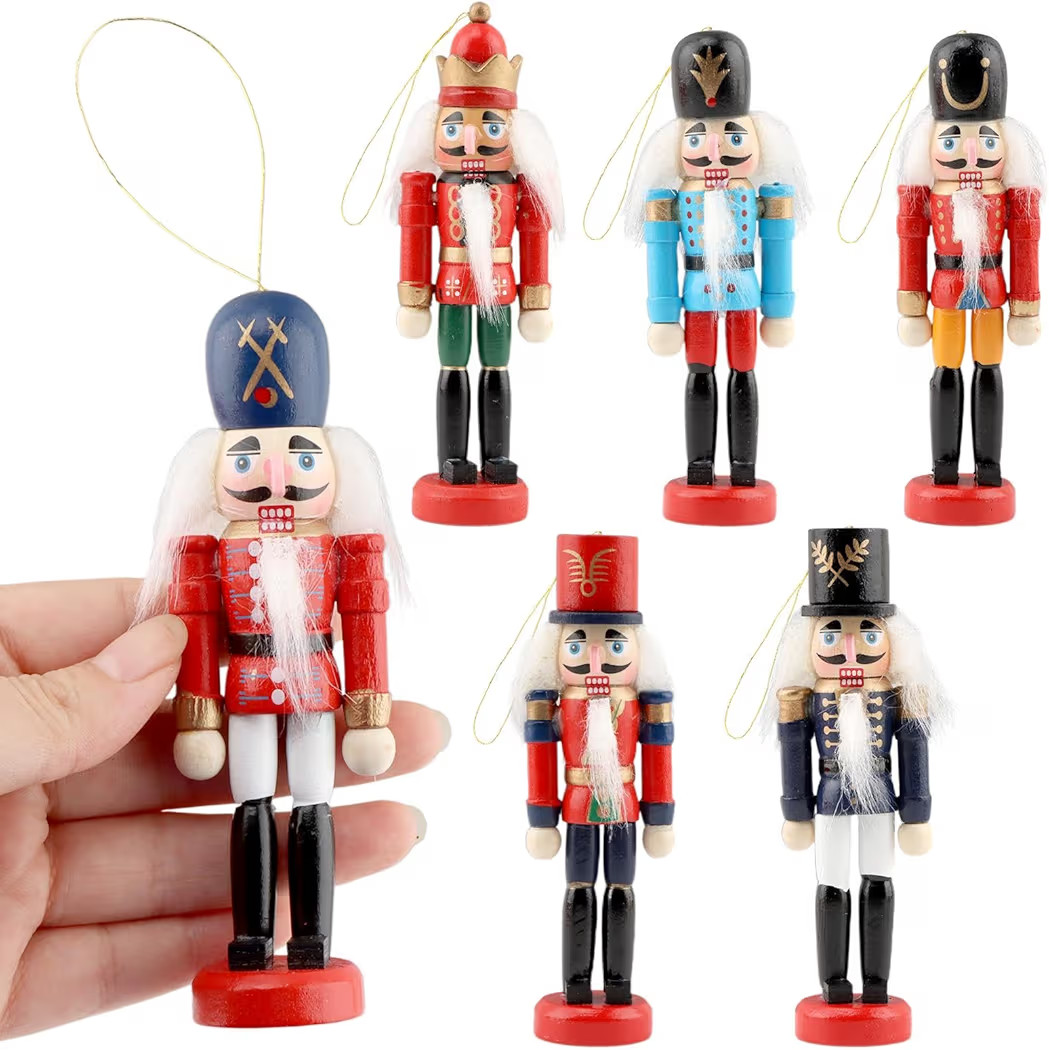 CALIDAKA 6PCS Nutcracker Ornaments for Christmas Tree,5 Inch Mini Wooden King & Soldier Figures w... | Amazon (US)