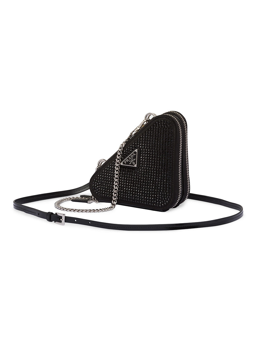 Women's Embellished Satin And Leather Mini Pouch - Black | Saks Fifth Avenue