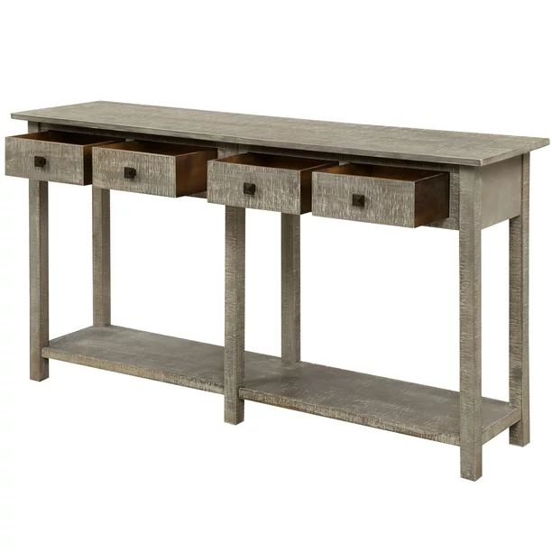Grey Console Table with Bottom Shelf, SEGMART 59'' x 15'' x 33'' Entryway Table with 4 Storage Dr... | Walmart (US)
