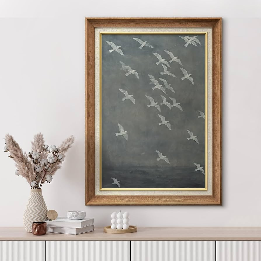 MUDECOR Premium Framed Wall Art Flying Birds Over Misty Ocean Illustrations Impressionism Scenic ... | Amazon (US)