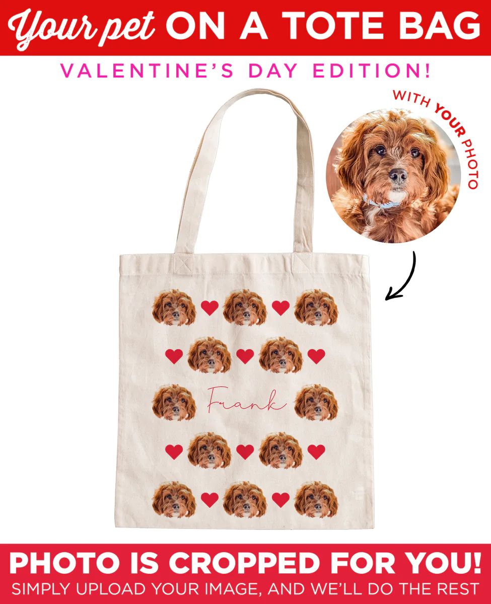 Personalized Pet Pattern Valentine's Day Tote Bag | Type League Press