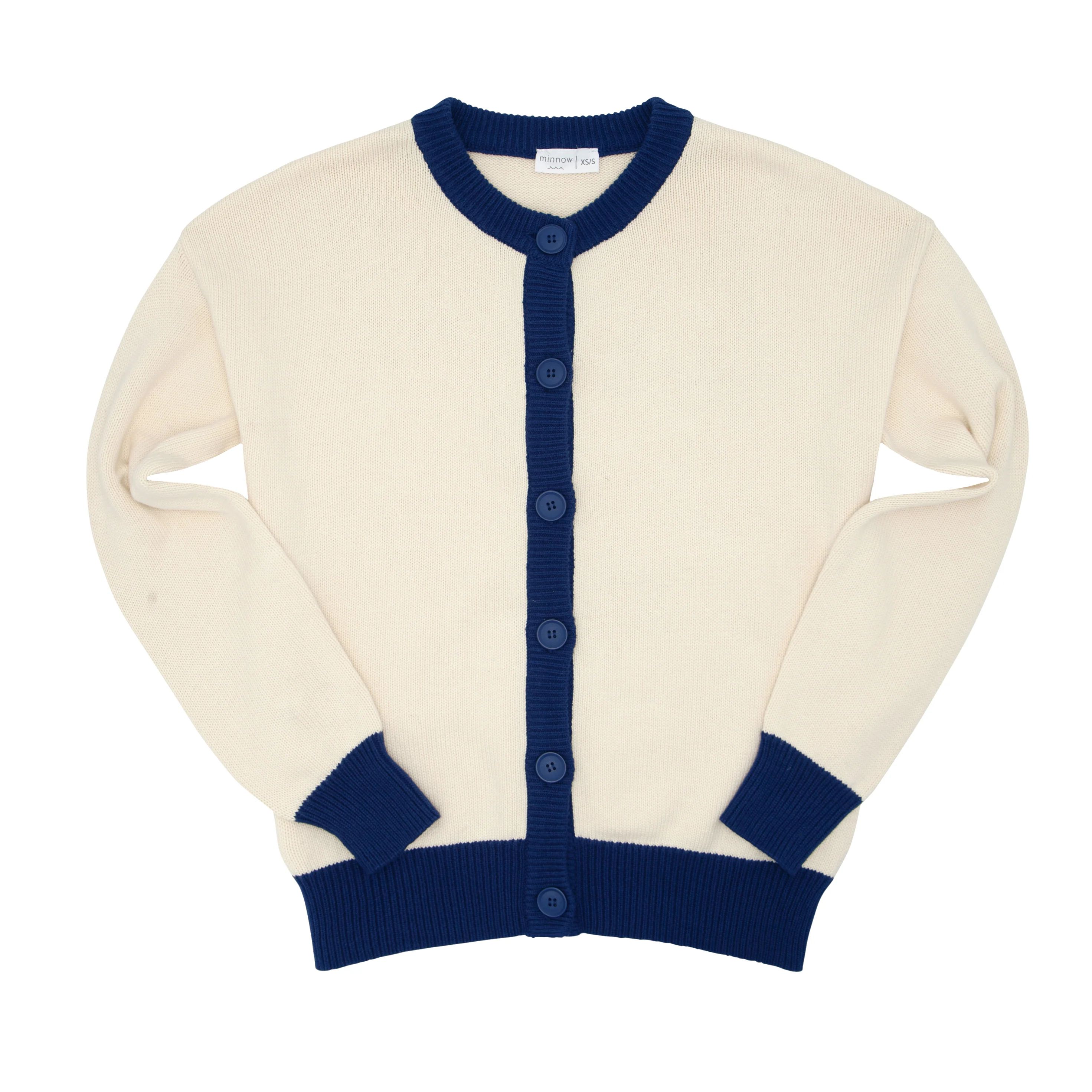 women's cream and navy trim cardigan | minnow swim | minnow