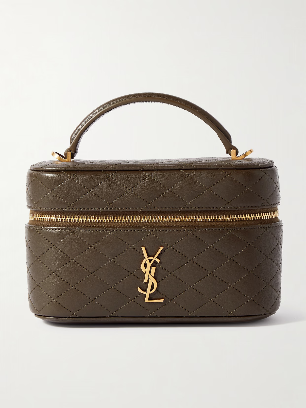 SAINT LAURENT - Gaby Vanity Mini Quilted Leather Shoulder Bag - Green | NET-A-PORTER (US)
