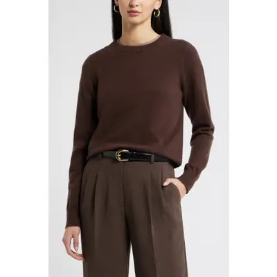 Nordstrom Crewneck Cashmere Sweater in Black Rock at Nordstrom, Size Large | Nordstrom