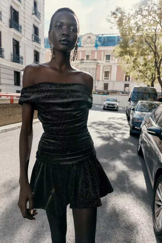 SPARKLY VELVET MINI DRESS | Zara US