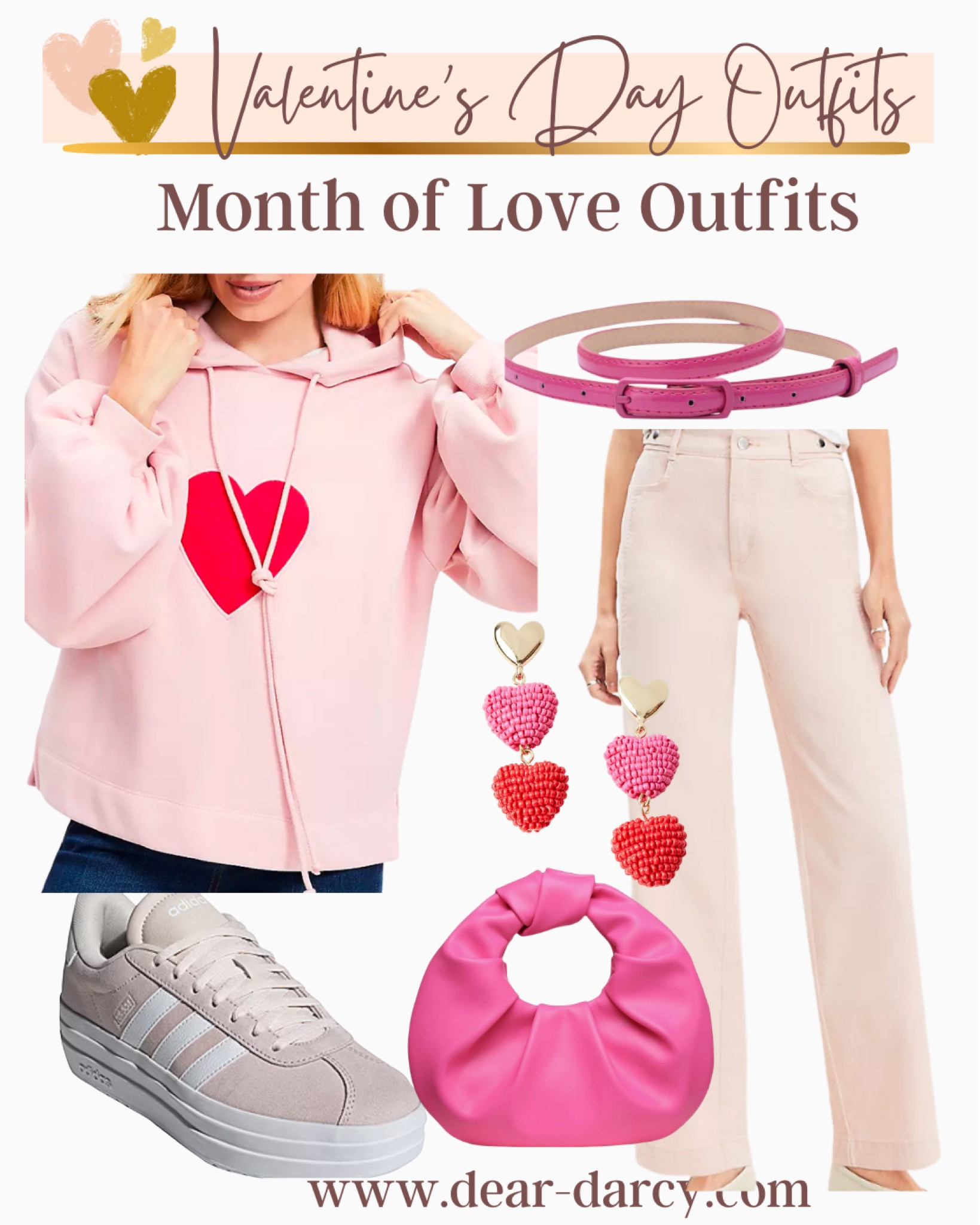 Valentine outfit inspo❤️💕

Cute casual valentine outfit idea

🚨Loft sale  30% off
$18 deals and 60% off sale

Soft and cute pink and red heart
Sweatshirt fits tts I grabbed a sm

Metallic pink belt Pink 

Pale pink jeans great fit 

Cute pink and red heart earrings 

Lipstick pink bag- Amazon find

Great chic tennis shoe in pale pink tts



#LTKSaleAlert #LTKStyleTip #LTKFindsUnder50