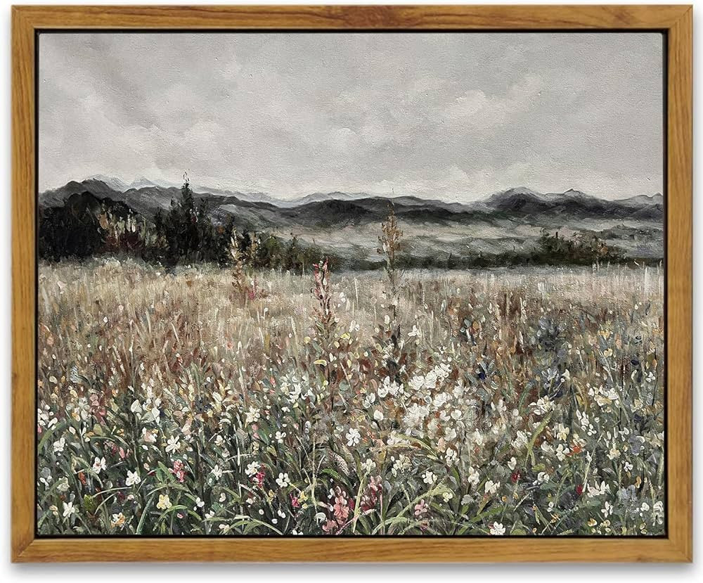 SHENIFY Landscape Canvas Wall Art Vintage Classical Flower Field Room 𝗙𝗿𝗮𝗺𝗲𝗱 Decor for - 8"x10" Natural Framed | Amazon (US)