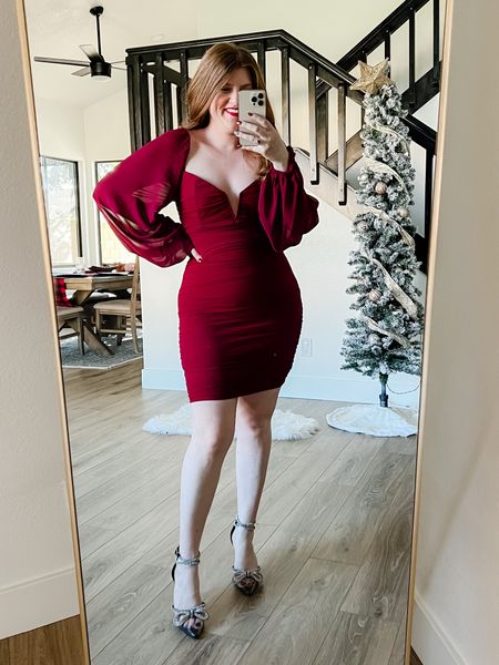 Holiday dress from amazon wearing size large and my shapewear underneath. Holiday outfit. Christmas party outfit. 

#LTKstyletip #LTKwedding #LTKHoliday