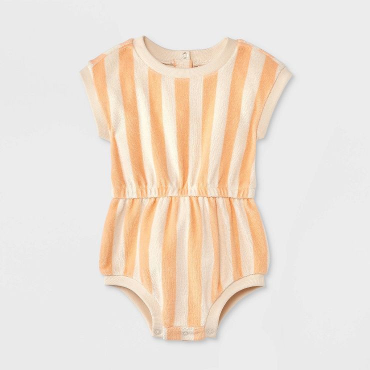 Baby Girls' Loop Terry Striped Romper - Cat & Jack™ Orange | Target