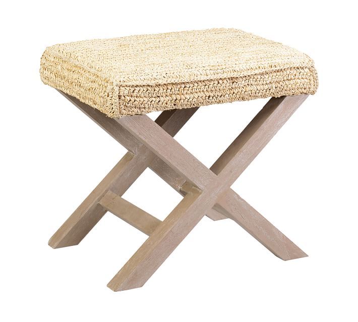 Raffia X-Base Accent Stool | Pottery Barn (US)