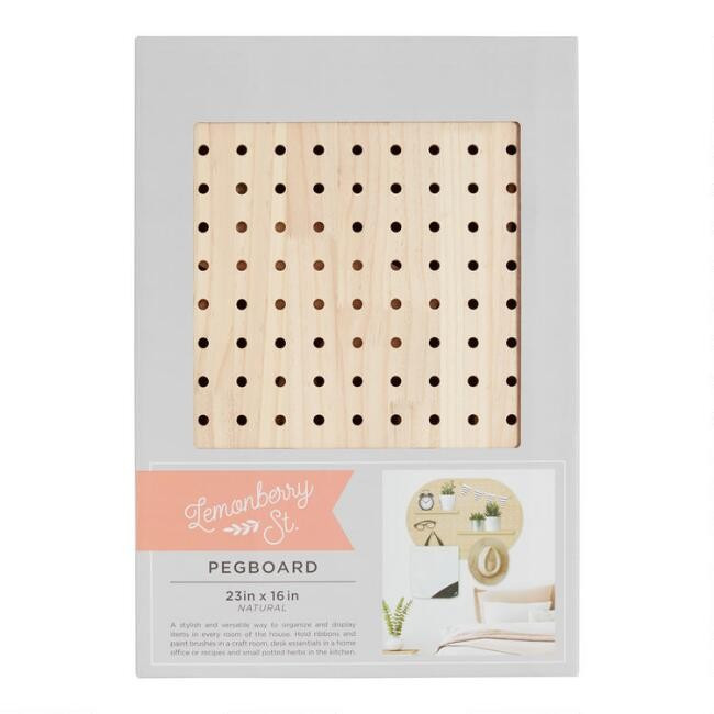 Oval Pine Wood Pegboard Wall Shelf | World Market