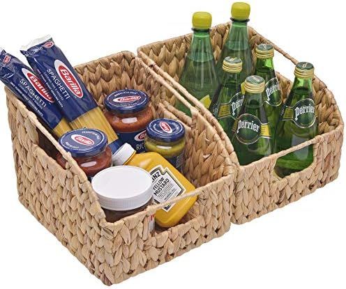 Amazon.com: StorageWorks Water Hyacinth Wicker Baskets with Built-in Handles, Hand Woven Baskets ... | Amazon (US)