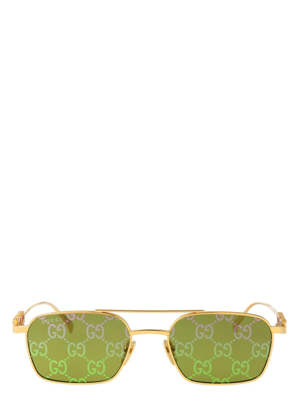 Gucci Women's Metallic Gold-Green Sunglasses in Gold-Gold-Green | Size 54 | GG1804S Color 002 | LOZURI