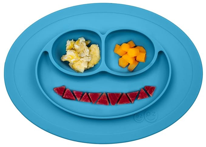 ezpz Mini Mat (Blue) - 100% Silicone Suction Plate with Built-in Placemat for Infants + Toddlers ... | Amazon (US)