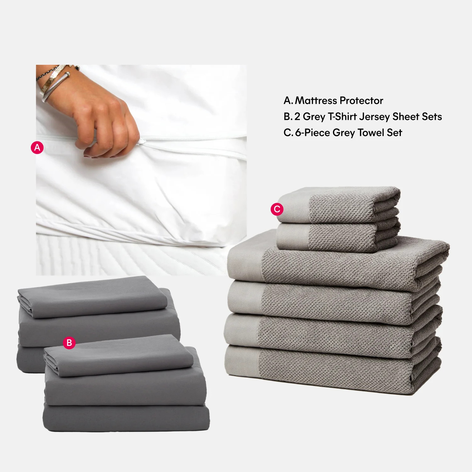 Essential Linens Bundle | Dorm Essentials - Grey - Dormify | Dormify