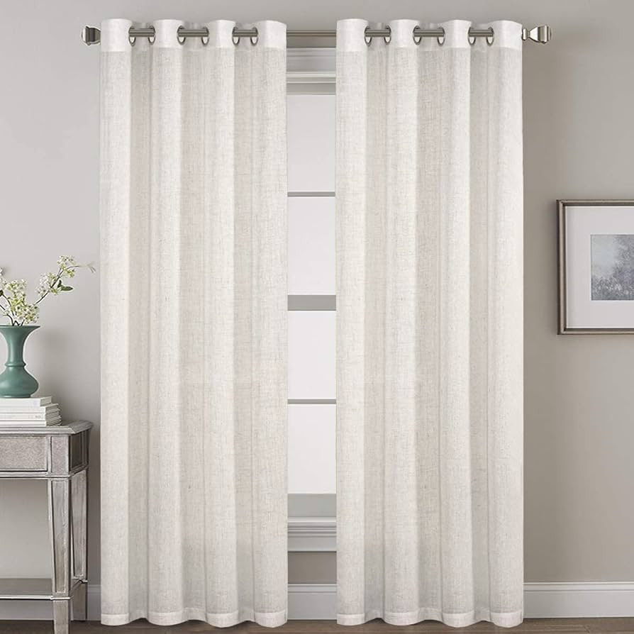 H.VERSAILTEX 2 Pack Ultra Luxurious High Woven Linen Elegant Curtains Grommet Curtain Panels Ligh... | Amazon (US)