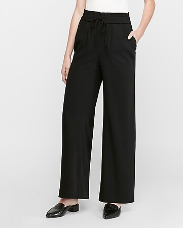 high waisted paperbag wide leg pant | Express