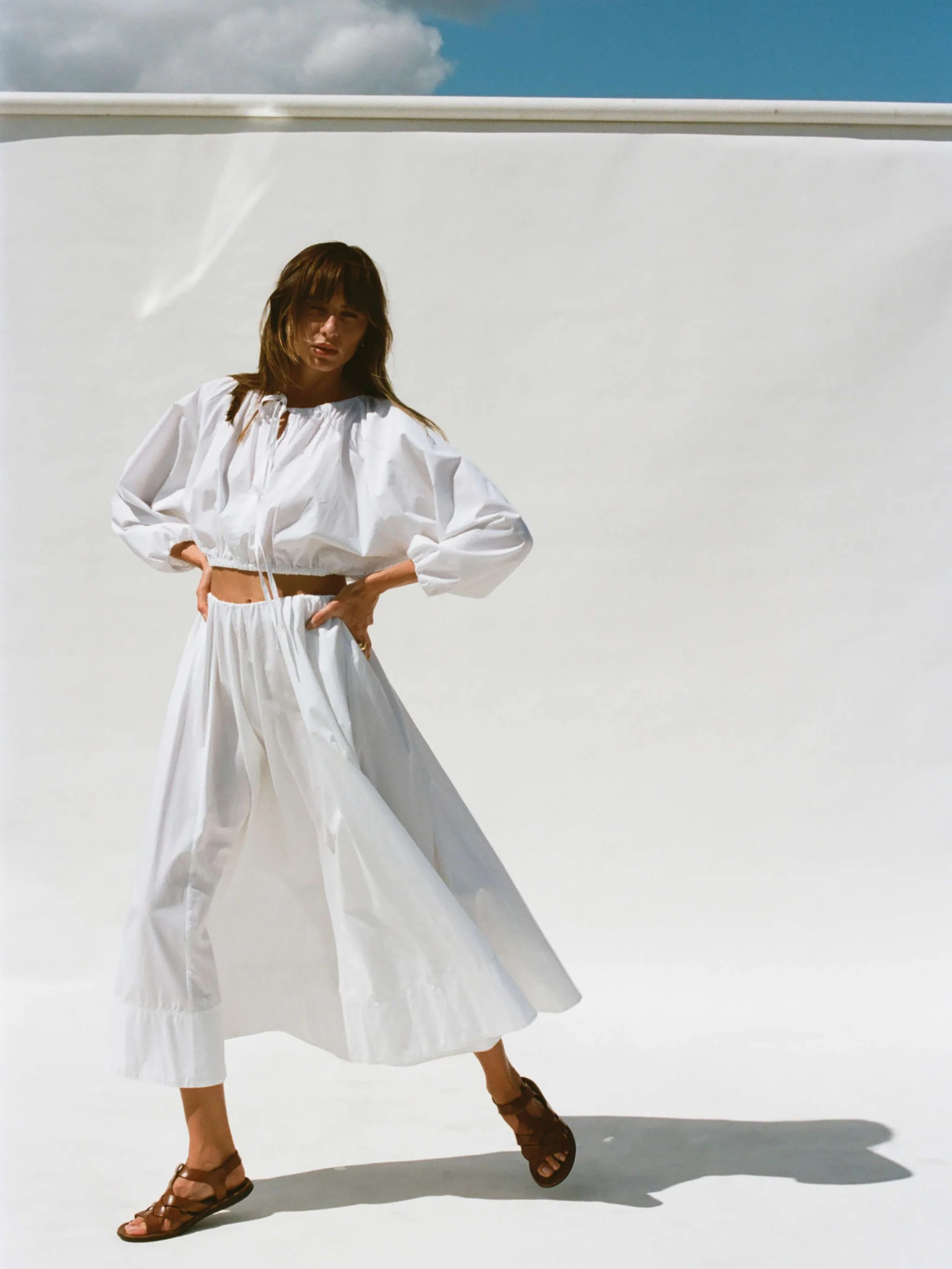 Coastal Poplin Nera Skirt - White | Faherty