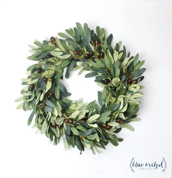 Olive Branch Wreath, Silk Wreath, Faux Wreath, Farmhouse Wreath, Farmhouse Home Decor, Home Decor, O | Etsy (US)