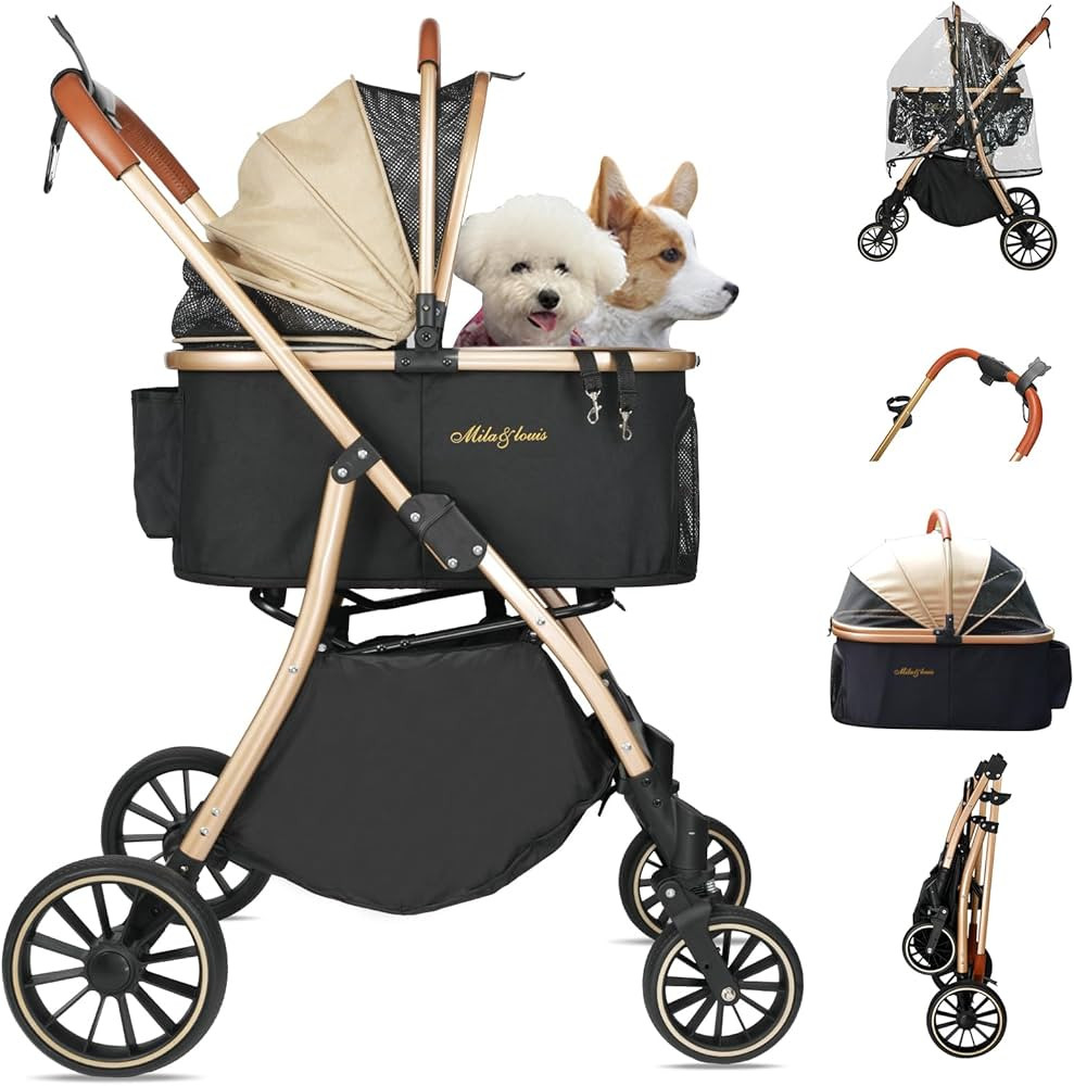 MILA&LOUIS Dog Stroller for Medium Dogs, Pet Stroller for Small Dogs with 4 Large Upgraded Wheel,... | Amazon (US)