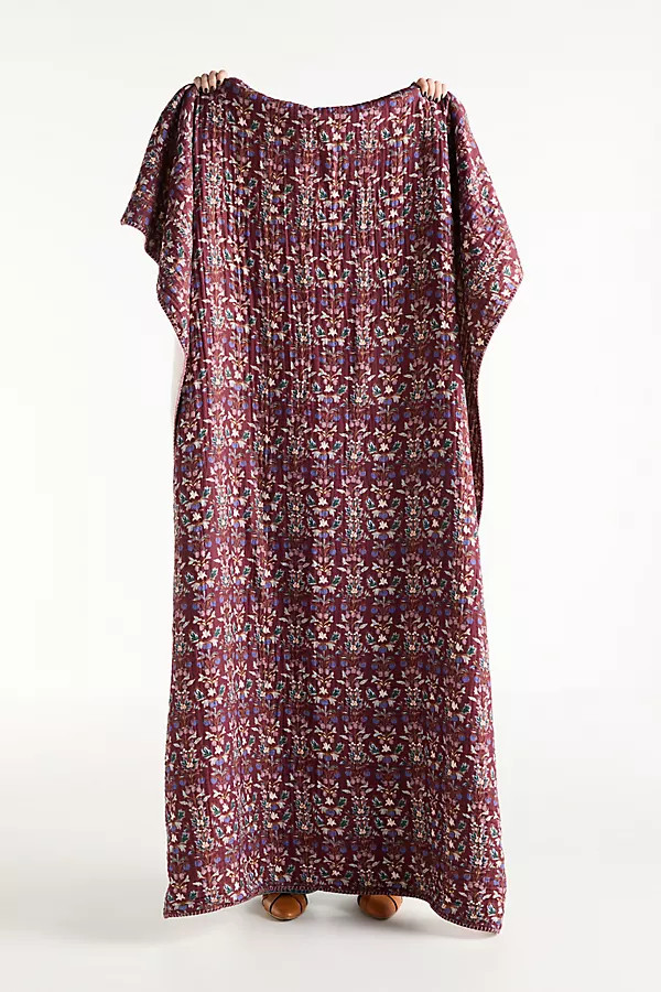 Gauze Cotton Sherpa Floral Printed Throw Blanket | Anthropologie (US)