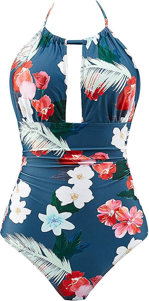 B2prity Women One Piece Swimsuit Tummy Control Swimwear V Neck Bathing Suit | Amazon (US)