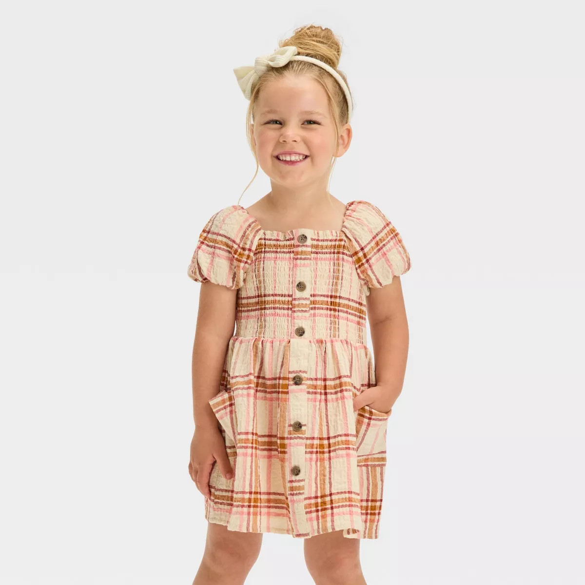 Toddler Girls' Plaid Dress - Cat & Jack™ Brown | Target