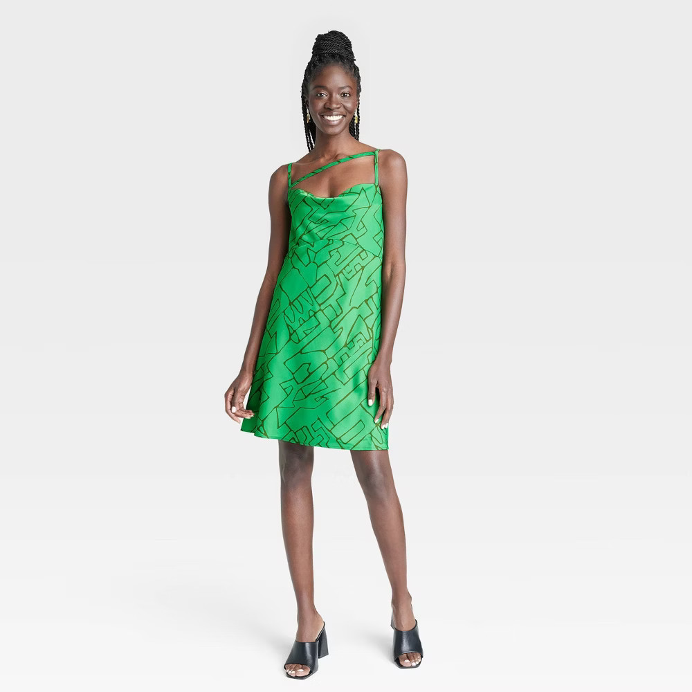 Black History Month Women's Satin Slip Dress - Green L | Target