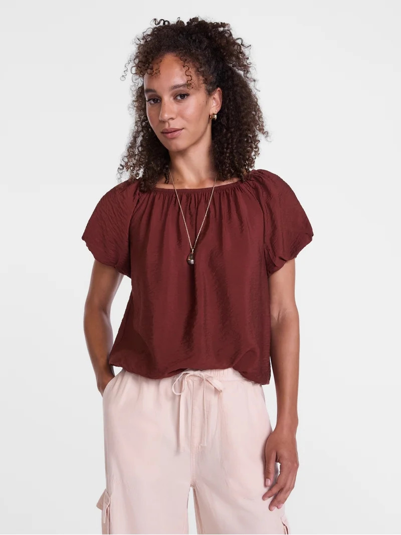 Scenario Women's Puff Sleeve Top, Sizes XS-XXXL | Walmart (US)
