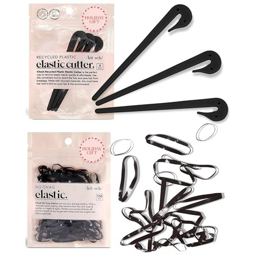 Kitsch Elastic Hair Tie Cutter with 100 Pcs No-Snag Rubber Bands, Remove Elastic Bands Quickly and Effortlessly, 3 Pcs Rubber Band Cutter for Hair | Ideal Gifts for Women - Black | Amazon (US)