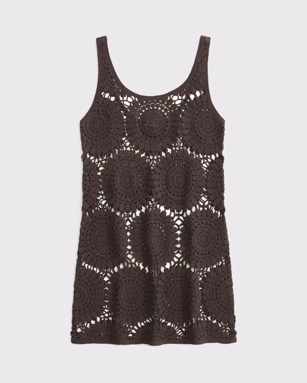 Crochet-Style Scoopneck Mini Dress Coverup | Abercrombie & Fitch (US)