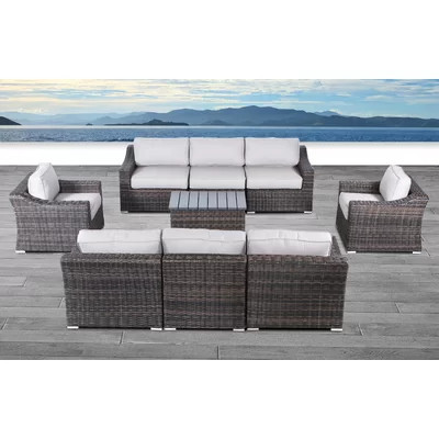Dayse Fully Assembled 8 - Person Seating Group with Cushions |All-weather wicker sectional | Wayfair North America