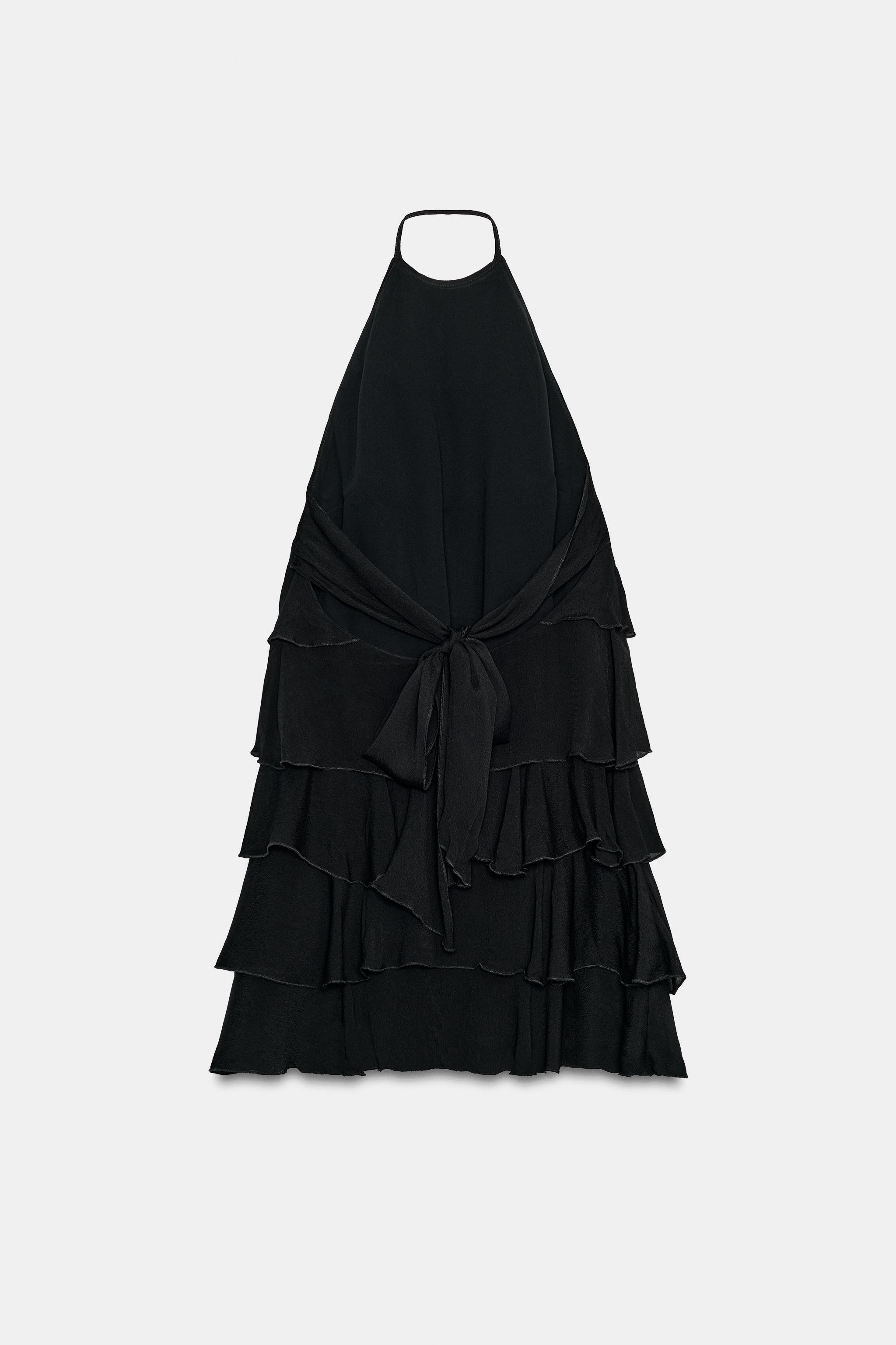 Model height: 181 cmHalter neck mini dress. Open back with tie detail. Featuring ruffles, matchin... | Zara UK