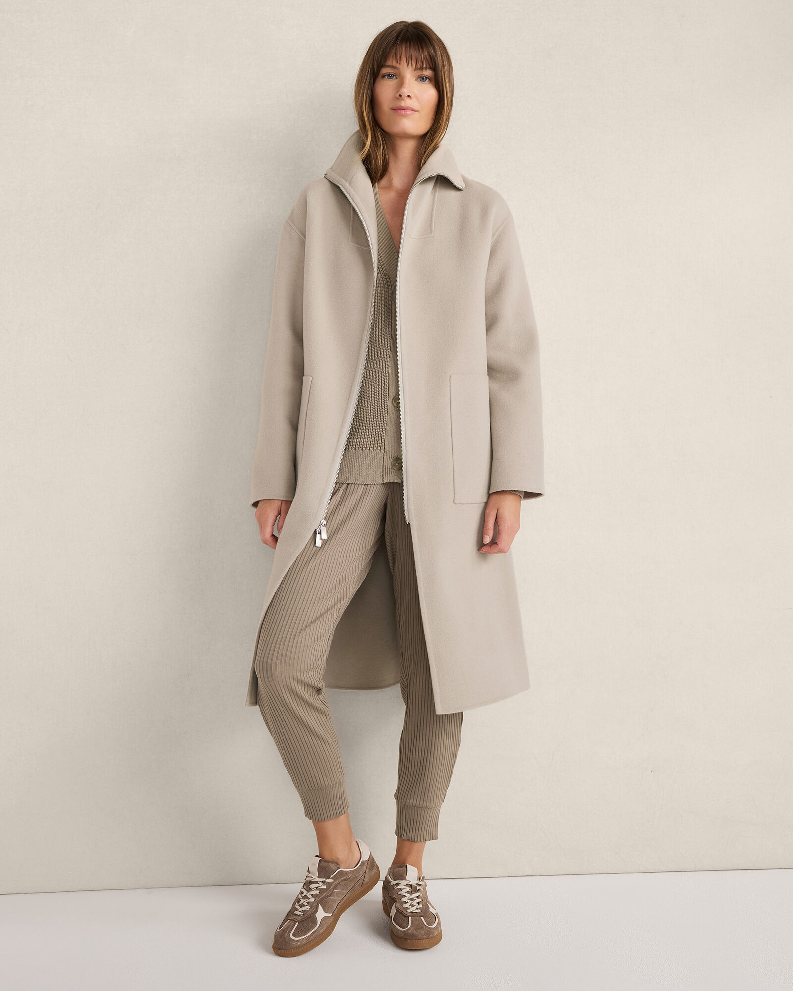 Wool Blend Funnel Neck Coat | Haven Well Within