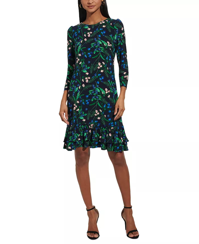 Tommy Hilfiger Women's 3/4-Sleeve Ruffle-Hem Dress - Macy's | Macy's