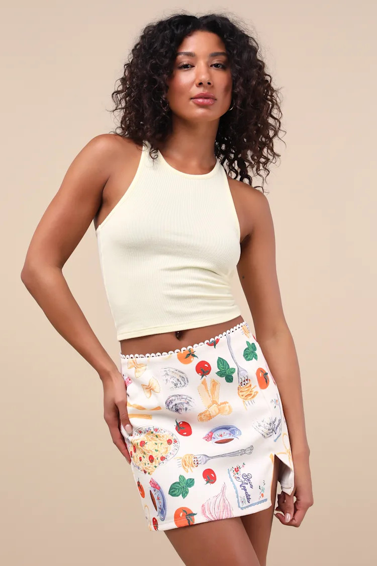 Adelma White Multi Print Mini Skirt | Lulus