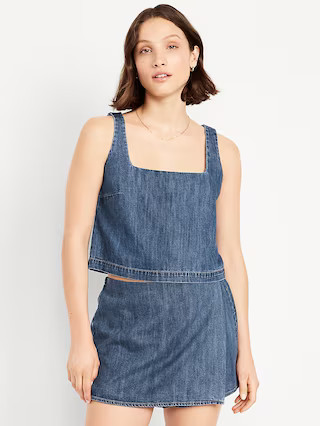 Cropped Square-Neck Denim Top | Old Navy (US)