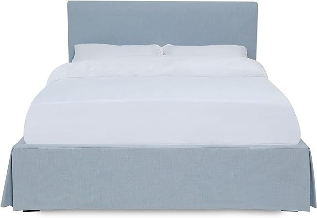 Modus Furniture Solid Wood Upholstered Footboard-Storage Bed, King, Shelby - Sky | Amazon (US)